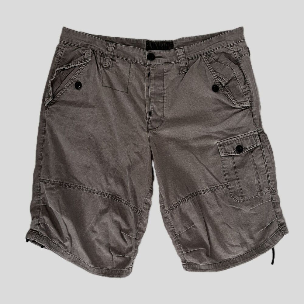 Armani Exchange Khaki Neutral Casual Gorpcore Cargo Hiking Mens Shorts - 36